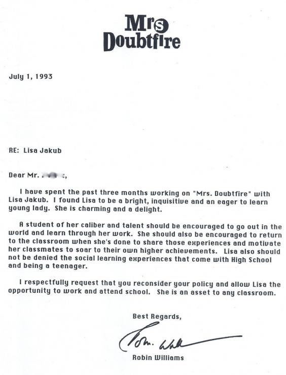 Robin Williams letter