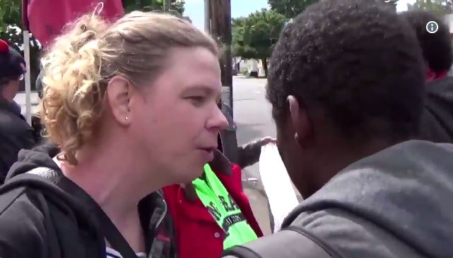 antifa confront black man