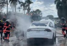 EV, electric car, fire, Hurricane Ian