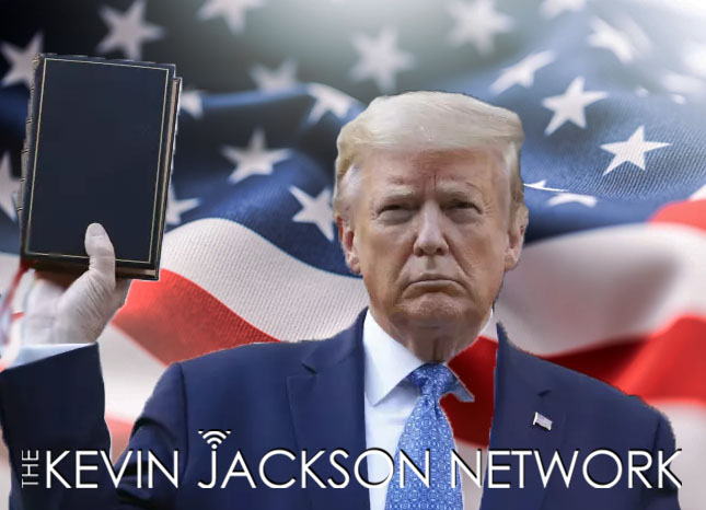 Trump, bible, flag, Kevin Jackson